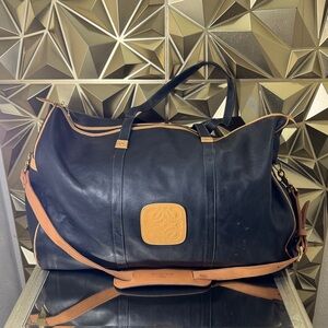 Vintage Black and Tan king ranch  Leather travel Bag